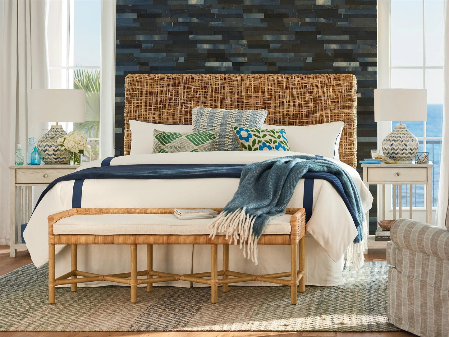 Universal - Escape-Coastal Living Home Bedside Table with Stone Top