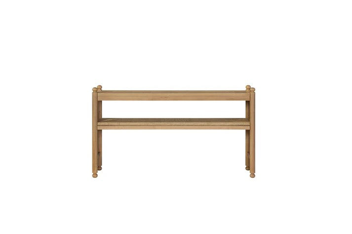 Pleasant Hill - Suede Console Table with Metal & Rattan Shelf