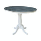 Dining Essentials - 36" Extension Table Top w/ 36" H Traditional Pedestal w/ Extension in Heather Gray & White