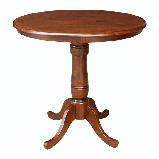 Dining Essentials - 36" Round Table Top w/ 36" H Traditional Pedestal w/ Extension in Espresso