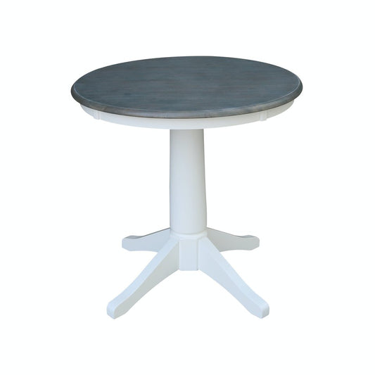 Dining Essentials - Round Table Top w/ Transitional Pedestal in Heather Gray & White