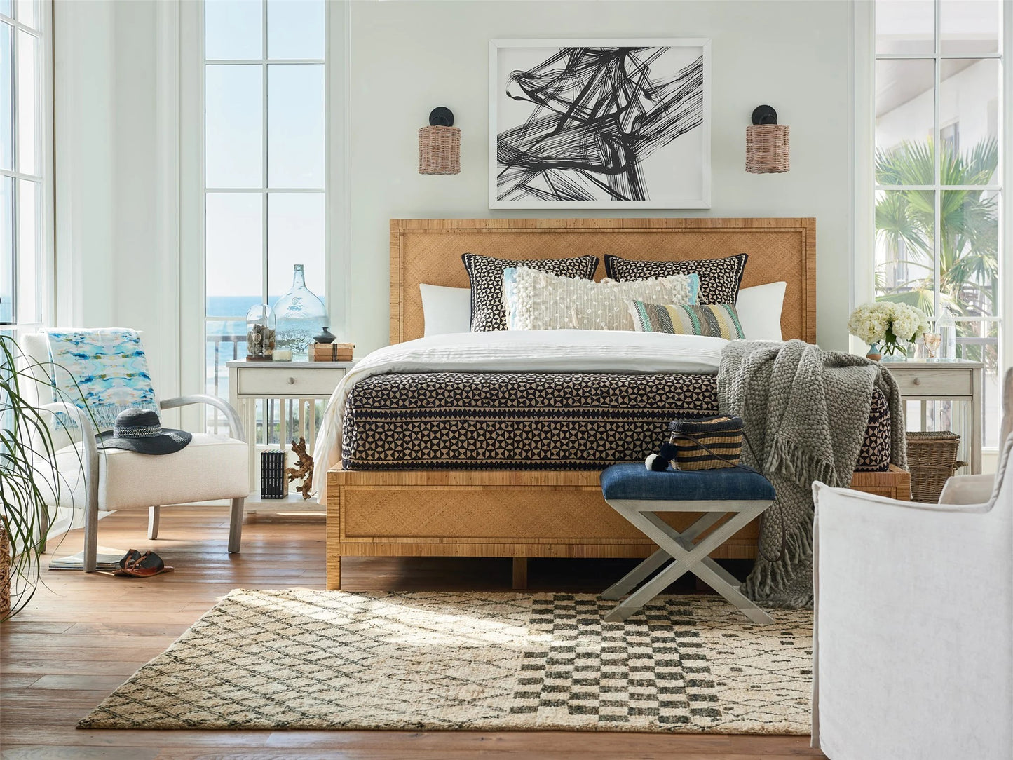 Universal - Escape-Coastal Living Home Bedside Table with Stone Top
