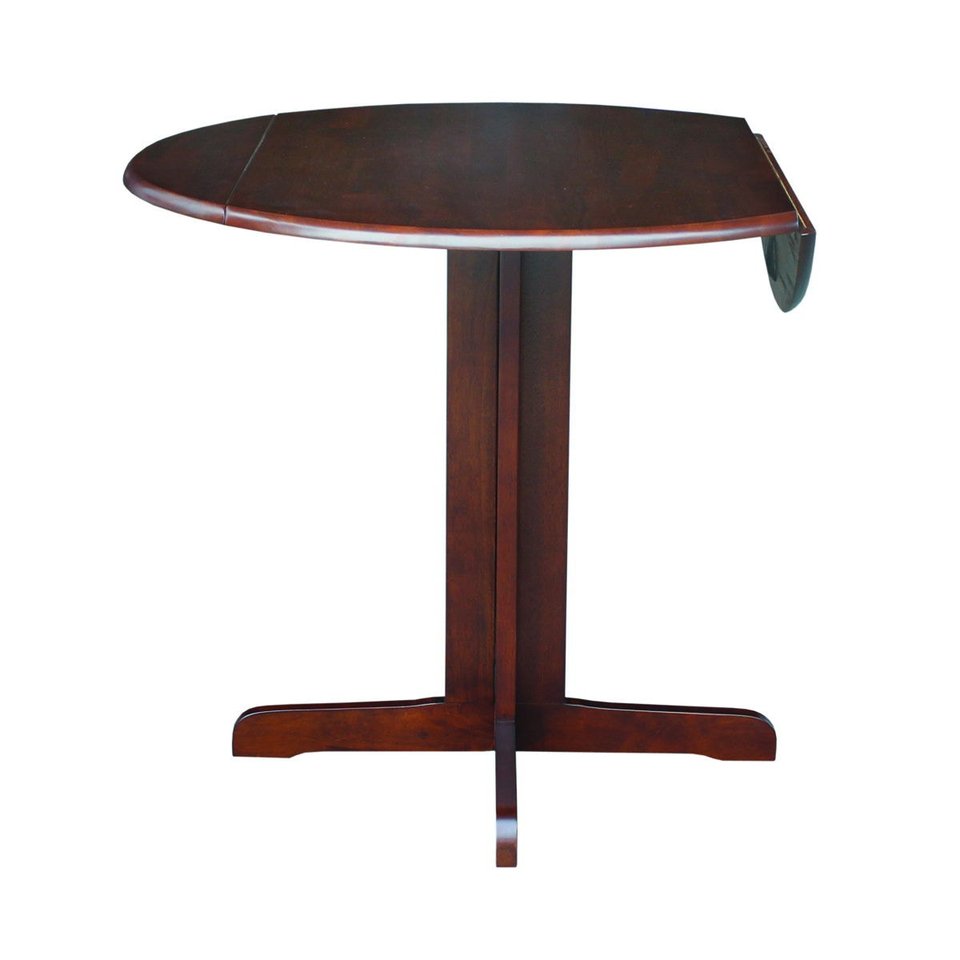 Dining Essentials - 36" Round Drop Leaf Pedestal Table in Espresso