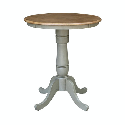 Dining Essentials - 30" Round Table Top w/ 36" H Traditional Pedestal w/ Extension in Hickory & Stone