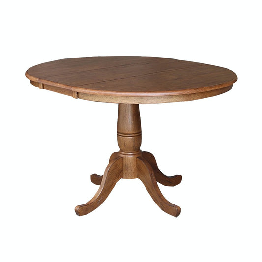 Dining Essentials - 36" Extension Table Top w/ 36" H Traditional Pedestal w/ Extension in Bourbon Oak
