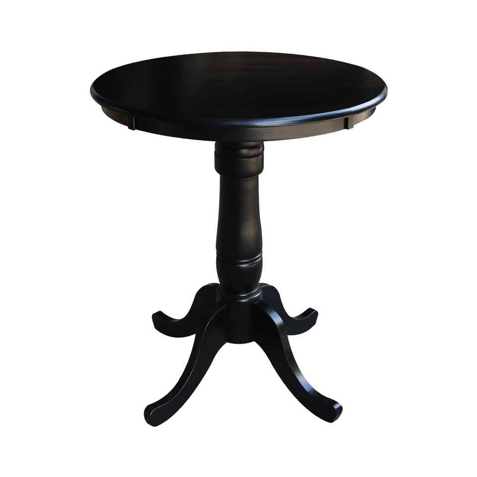 Dining Essentials - 30" Round Table Top w/ 36" H Traditional Pedestal w/ Extension in Black
