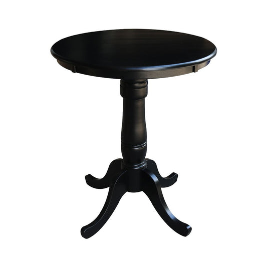 Dining Essentials - 30" Round Table Top w/ 36" H Traditional Pedestal w/ Extension in Black