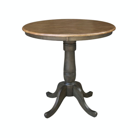 Dining Essentials - 36" Round Table Top w/ 36" H Traditional Pedestal w/ Extension in Hickory & Coal
