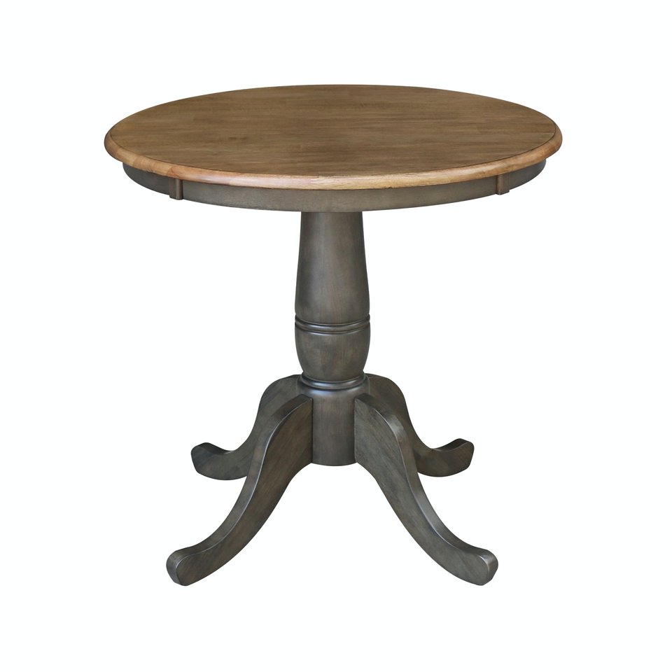Dining Essentials - 30" Round Table Top w/ 30" H Traditional Pedestal in Hickory & Coal