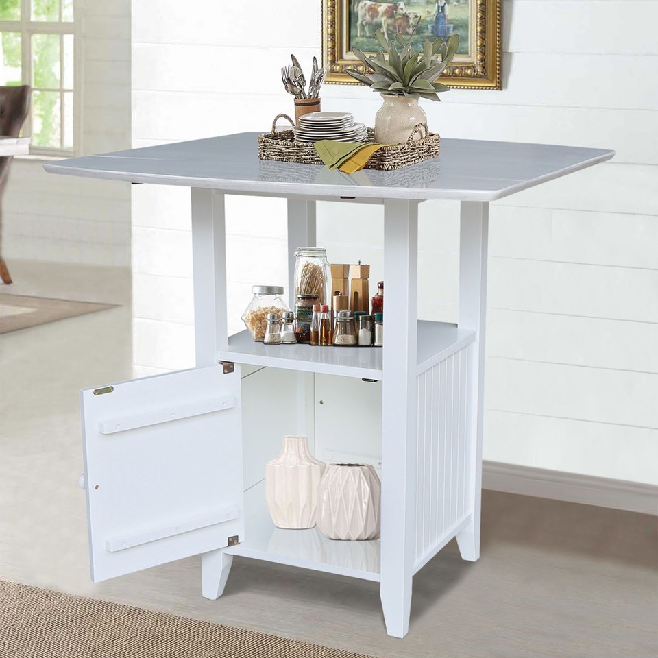 Hampton - 36" H Drop Leaf Bistro Table in Chalk & White