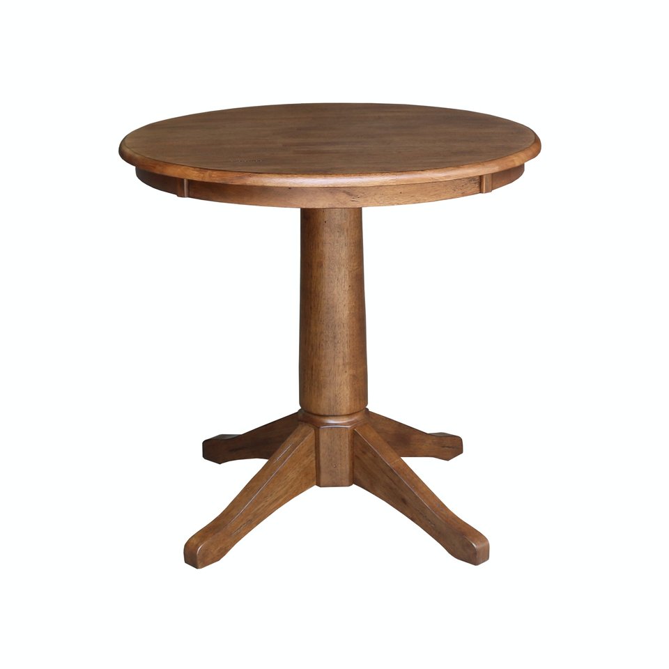 Dining Essentials - 30" Round Table Top w/ 30" H Transitional Pedestal in Bourbon Oak