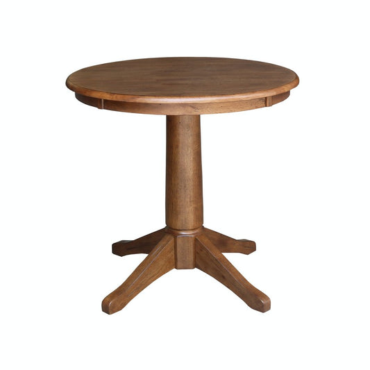 Dining Essentials - 30" Round Table Top w/ 30" H Transitional Pedestal in Bourbon Oak