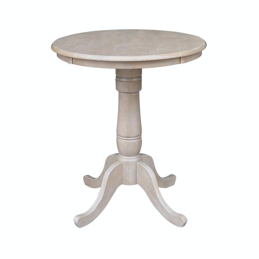 Dining Essentials - 30" Round Table Top w/ 36" H Traditional Pedestal w/ Extension in Taupe Gray
