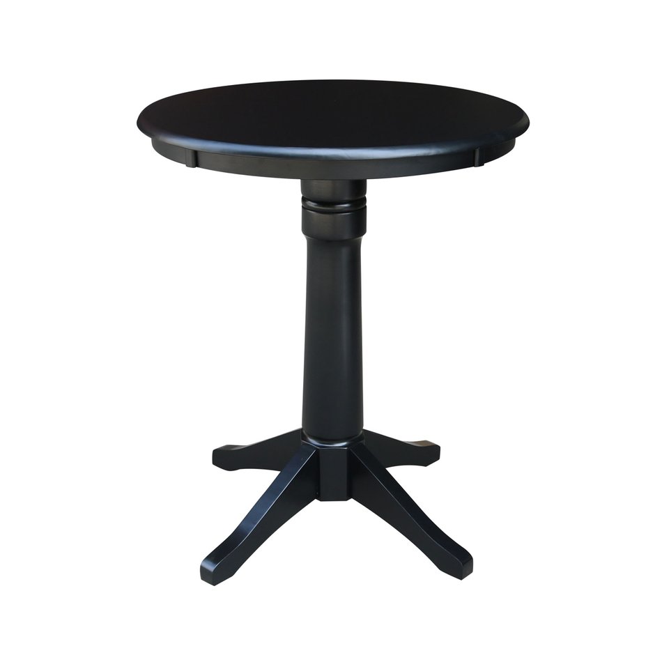 Dining Essentials - 30" Round Table Top w/ 36" H Transitional Pedestal w/ Extension in Black