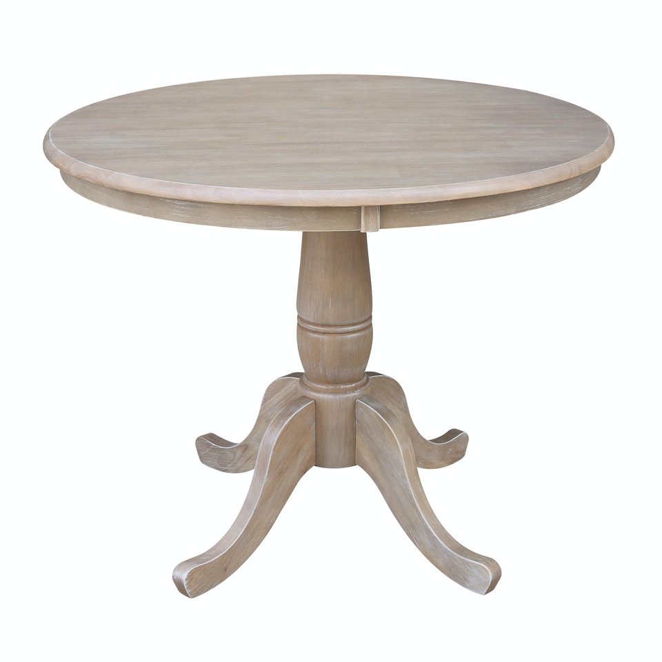 Dining Essentials - 36" Round Table Top w/ 30" H Traditional Pedestal in Taupe Gray