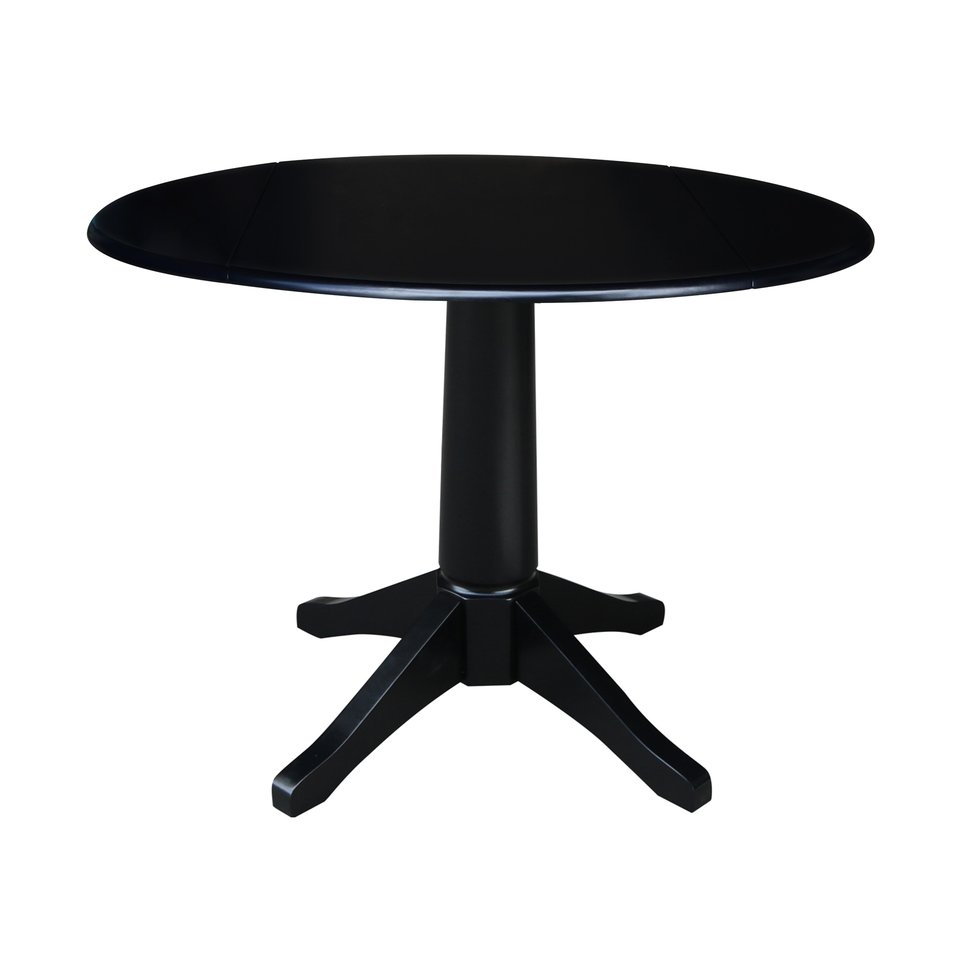 Dining essentials - 42" Drop Leaf Table Top w/ 30" H Transitional Pedestal in Black