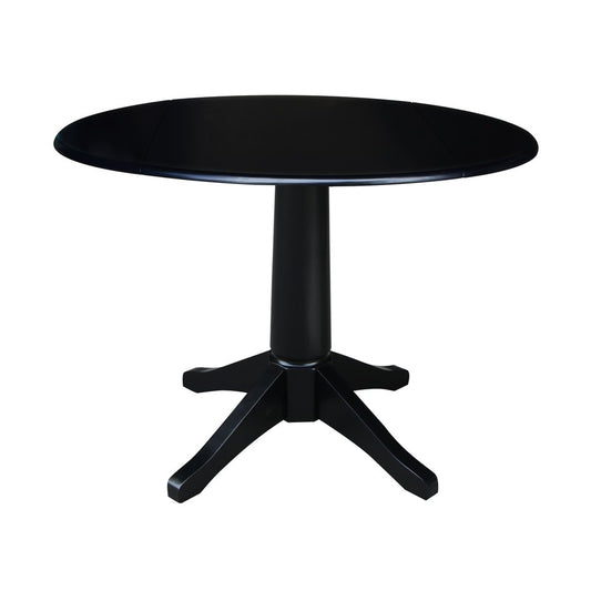 Dining essentials - 42" Drop Leaf Table Top w/ 30" H Transitional Pedestal in Black