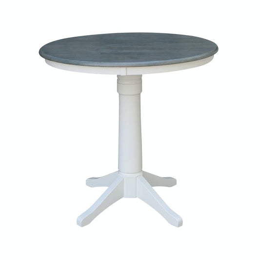 Dining Essentials - 36" Round Table Top w/ 36" H Transitional Pedestal w/ Extension in Heather Gray & White