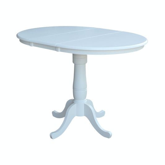 Dining Essentials - 36" Extension Table Top w/ 36" H Traditional Pedestal w/ Extension in Pure White