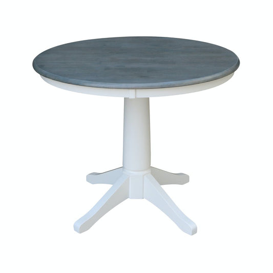Dining Essentials - 36" Round Table Top w/ 30" H Transitional Pedestal in Heather Gray & White