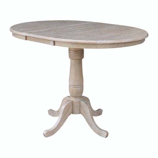 Dining Essentials - 36" Extension Table Top w/ 36" H Traditional Pedestal w/ Extension in Taupe Gray