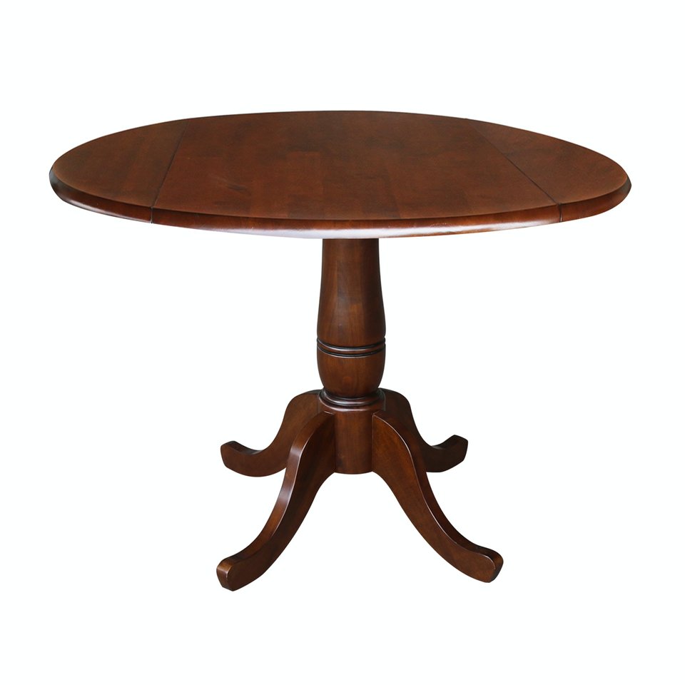 Dining Essentials - 42" Drop Leaf Table Top w/ 30" H Traditional Pedestal in Espresso