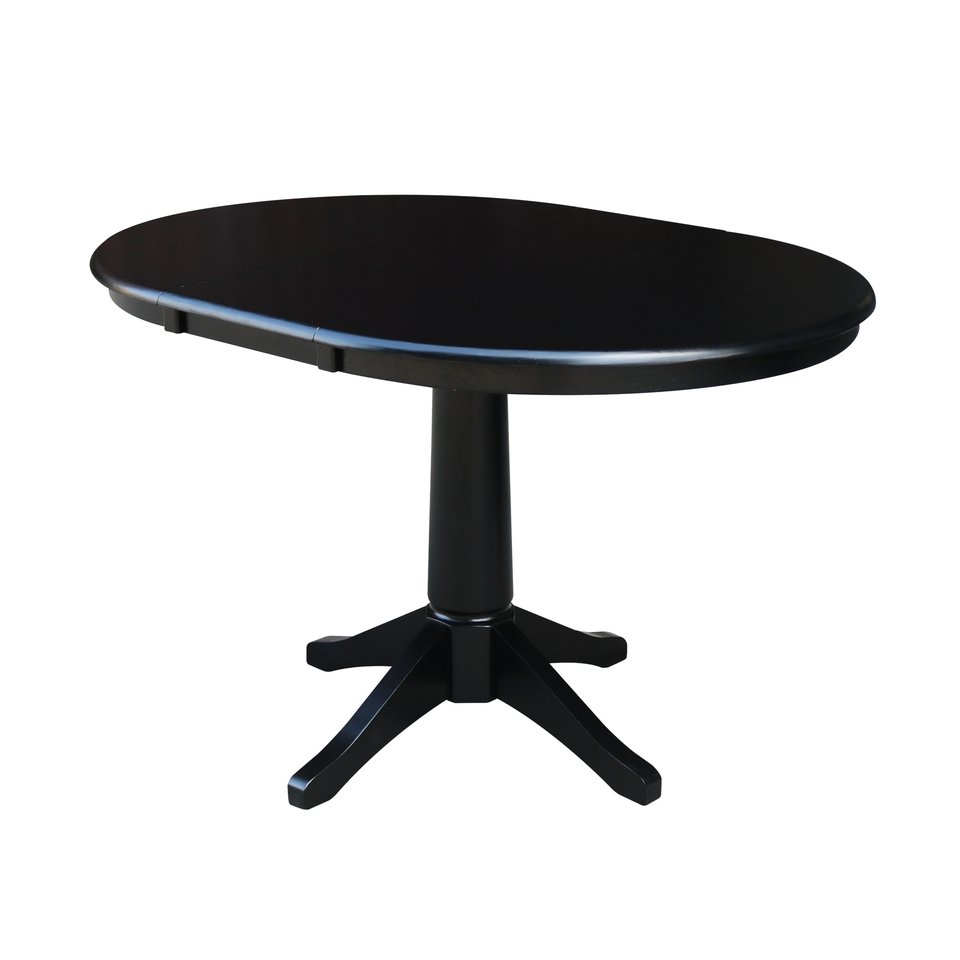 Dining Essentials - 36" Extension Table Top w/ 30" H Transitional Pedestal in Black