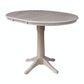 Dining Essentials - 36" Extension Table Top w/ 36" H Transitional Pedestal w/ Extension in Taupe Gray