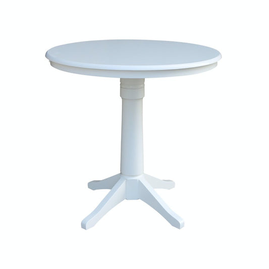 Dining Essentials - 36" Round Table Top w/ 36" H Transitional Pedestal w/ Extension in Pure White