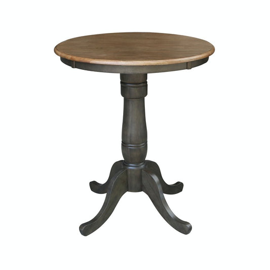 Dining Essentials - 30" Round Table Top w/ 36" H Traditional Pedestal w/ Extension in Hickory & Coal