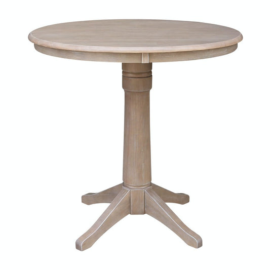 Dining Essentials - 36" Round Table Top w/ 36" H Transitional Pedestal w/ Extension in Taupe Gray