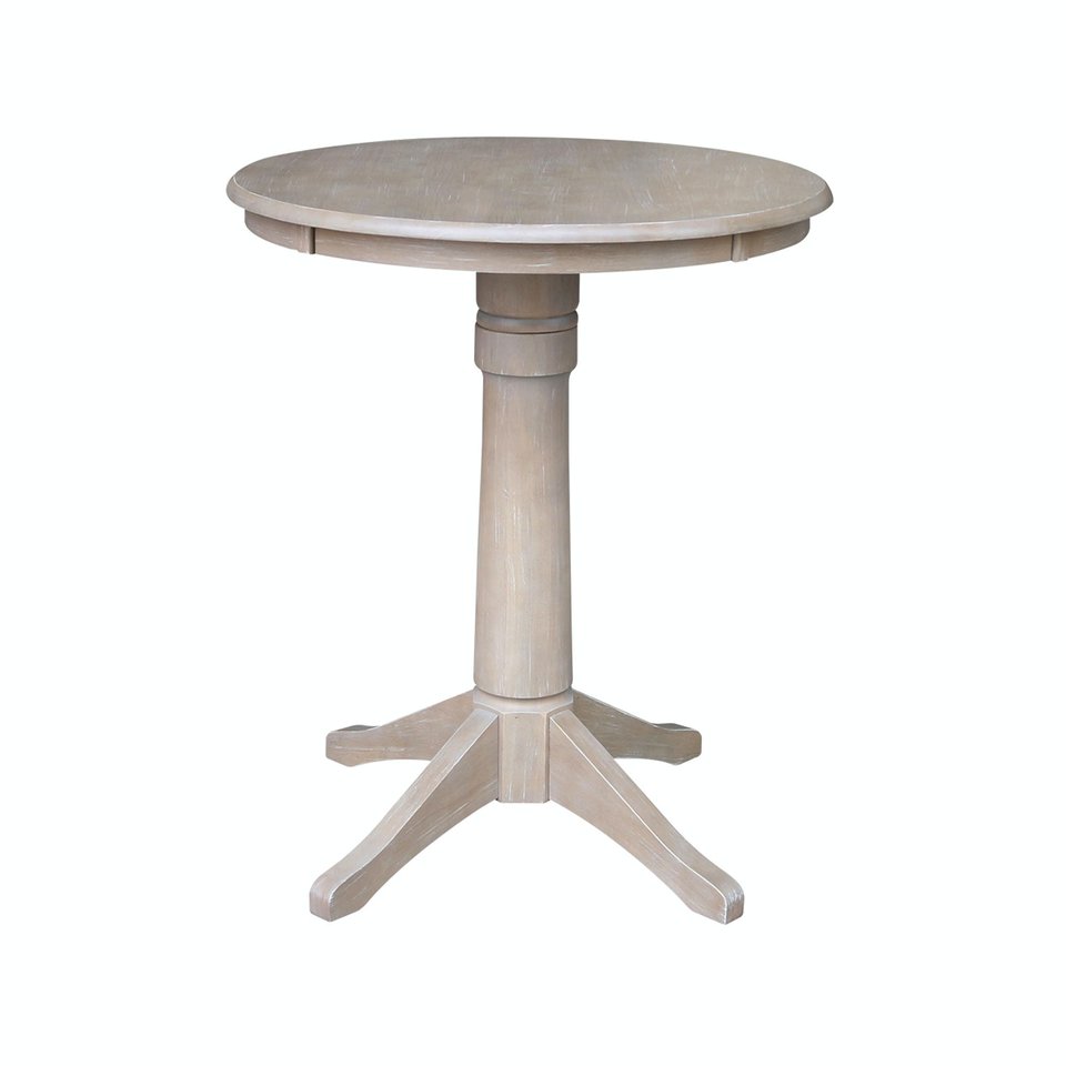 Dining Essentials - 30" Round Table Top w/ 36" H Transitional Pedestal w/ Extension in Taupe Gray