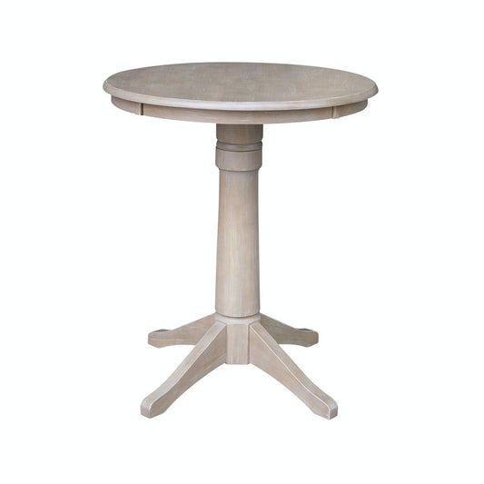 Dining Essentials - 30" Round Table Top w/ 36" H Transitional Pedestal w/ Extension in Taupe Gray