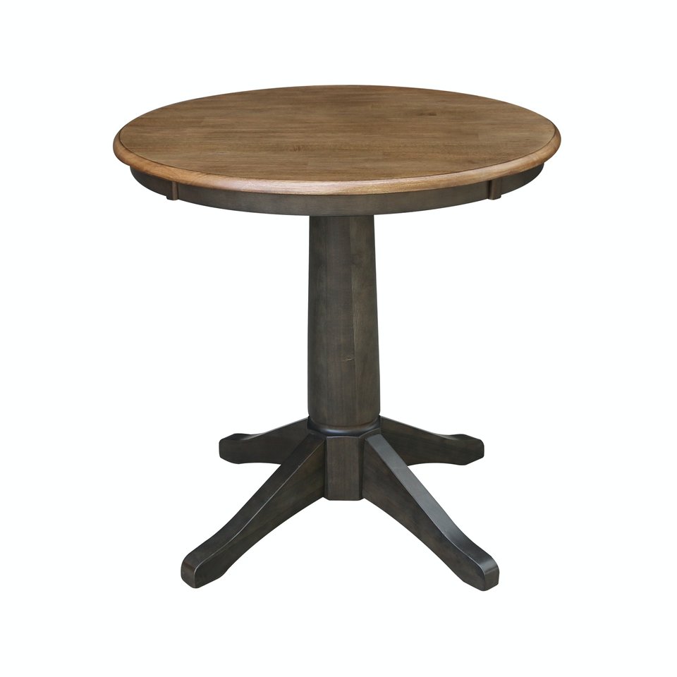 Dining Essentials - 30" Round Table Top w/ 30" H Transitional Pedestal in Hickory & Coal