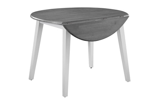 Dining Essentials - 42" Round Drop Leaf Table in Heather Gray & White