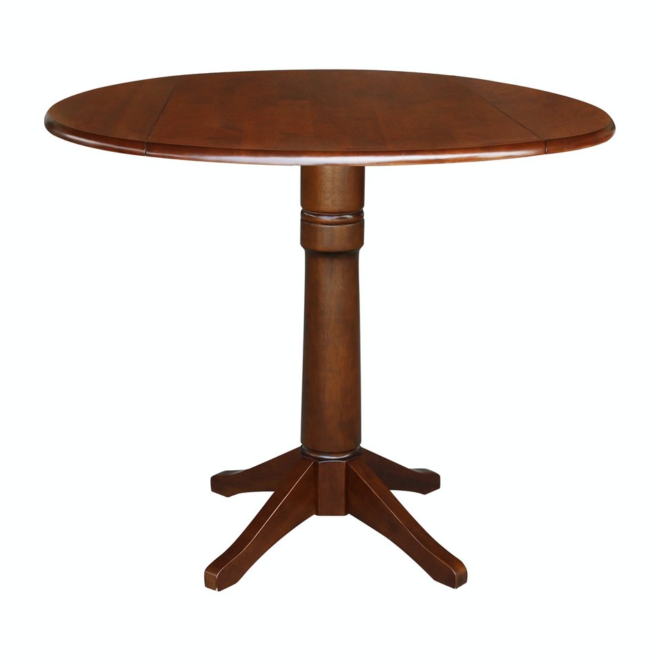 Dining Essentials - 42" Drop Leaf Table Top w/ 36" H Transitional Pedestal w/ Extension in Espresso