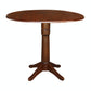 Dining Essentials - 42" Drop Leaf Table Top w/ 36" H Transitional Pedestal w/ Extension in Espresso