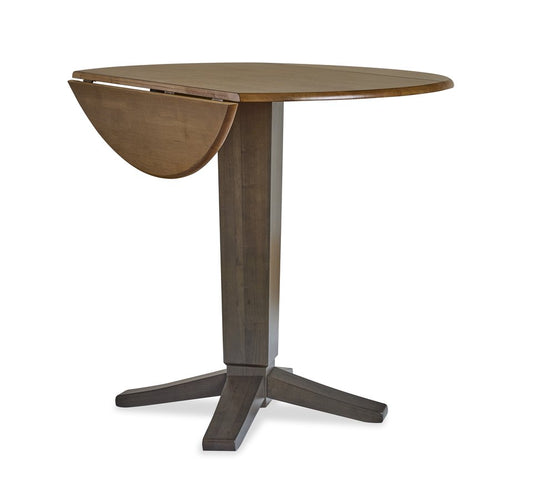 Dining Essentials - 42" Round Drop Leaf Top w/ 36" H Aria Pedestal in Hickory & Coal