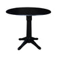 Dining Essentials - 42" Drop Leaf Table Top w/ 36" H Transitional Pedestal w/ Extension in Black