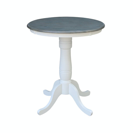 Dining Essentials - 30" Round Table Top w/ 36" H Traditional Pedestal w/ Extension in Heather Gray & White
