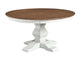 Vista - 60" Round Table Top w/ Banks Pedestal Base in Hickory & Shell