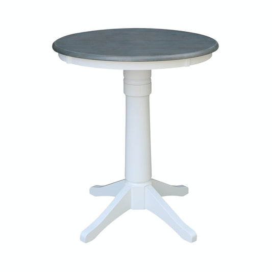 Dining Essentials - 30" Round Table Top w/ 36" H Transitional Pedestal w/ Extension in Heather Gray & White