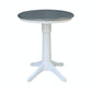 Dining Essentials - 30" Round Table Top w/ 36" H Transitional Pedestal w/ Extension in Heather Gray & White