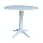 Dining Essentials - 42" Drop Leaf Table Top w/ 36" H Transitional Pedestal w/ Extension in Pure White