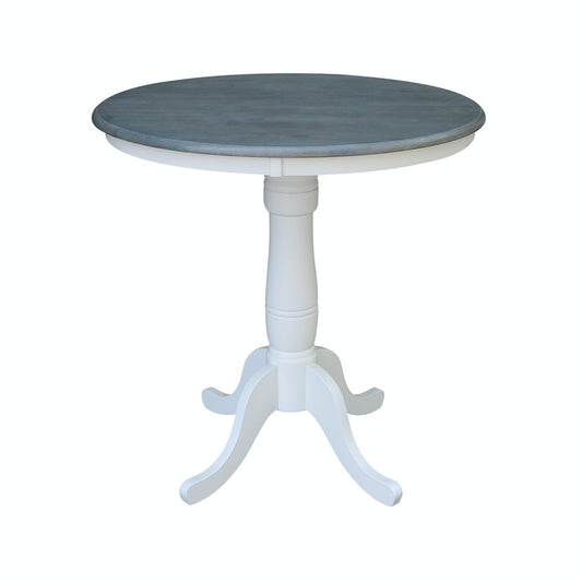 Dining Essentials - 36" Round Table Top w/ 36" H Traditional Pedestal w/ Extension in Heather Gray & White