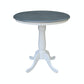 Dining Essentials - 36" Round Table Top w/ 36" H Traditional Pedestal w/ Extension in Heather Gray & White