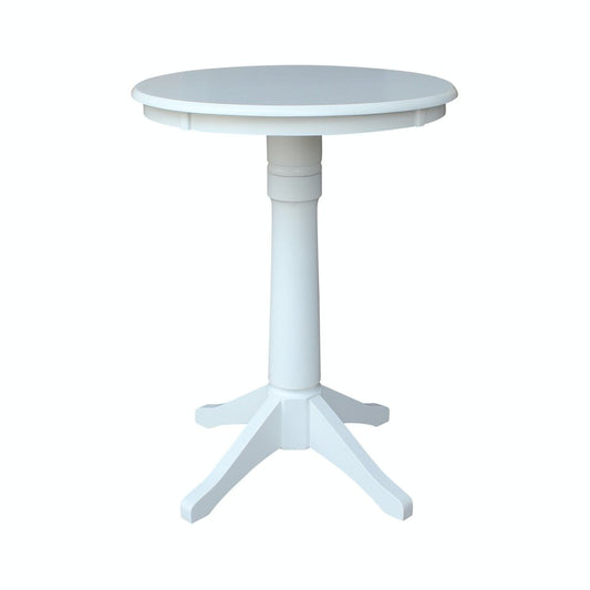 Dining Essentials - 30" Round Table Top w/ 36" H Transitional Pedestal w/ Extension in Pure White
