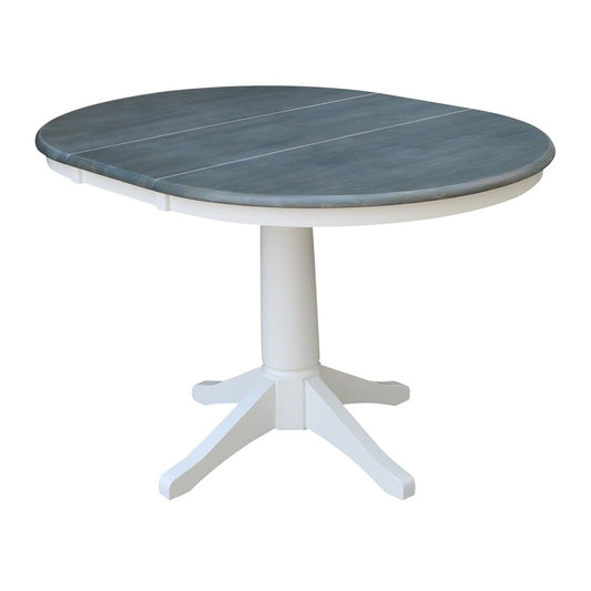 Dining Essentials - 36" Extension Table Top w/ 30" H Transitional Pedestal in Heather Gray & White