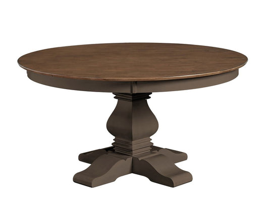 Vista - 60" Solid Round Table Top w/ Banks Pedestal Base in Hickory & Coal