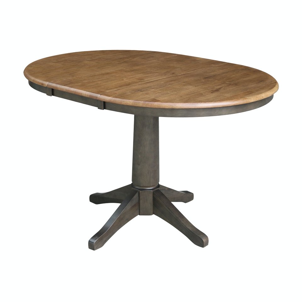 Dining Essentials - 36" Extension Table Top w/ 30" H Transitional Pedestal in Hickory & Coal